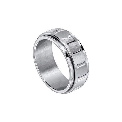Roman Numerals Stainless Steel Spinner Ring | Gecko Jewellery Retail