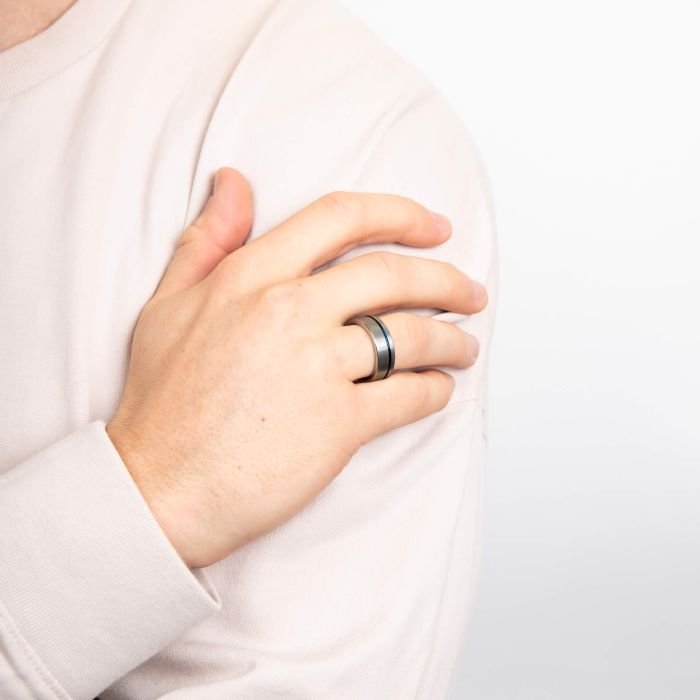Gecko Jewellery Blue Inlay Tungsten Ring – Durable Modern Wedding Band