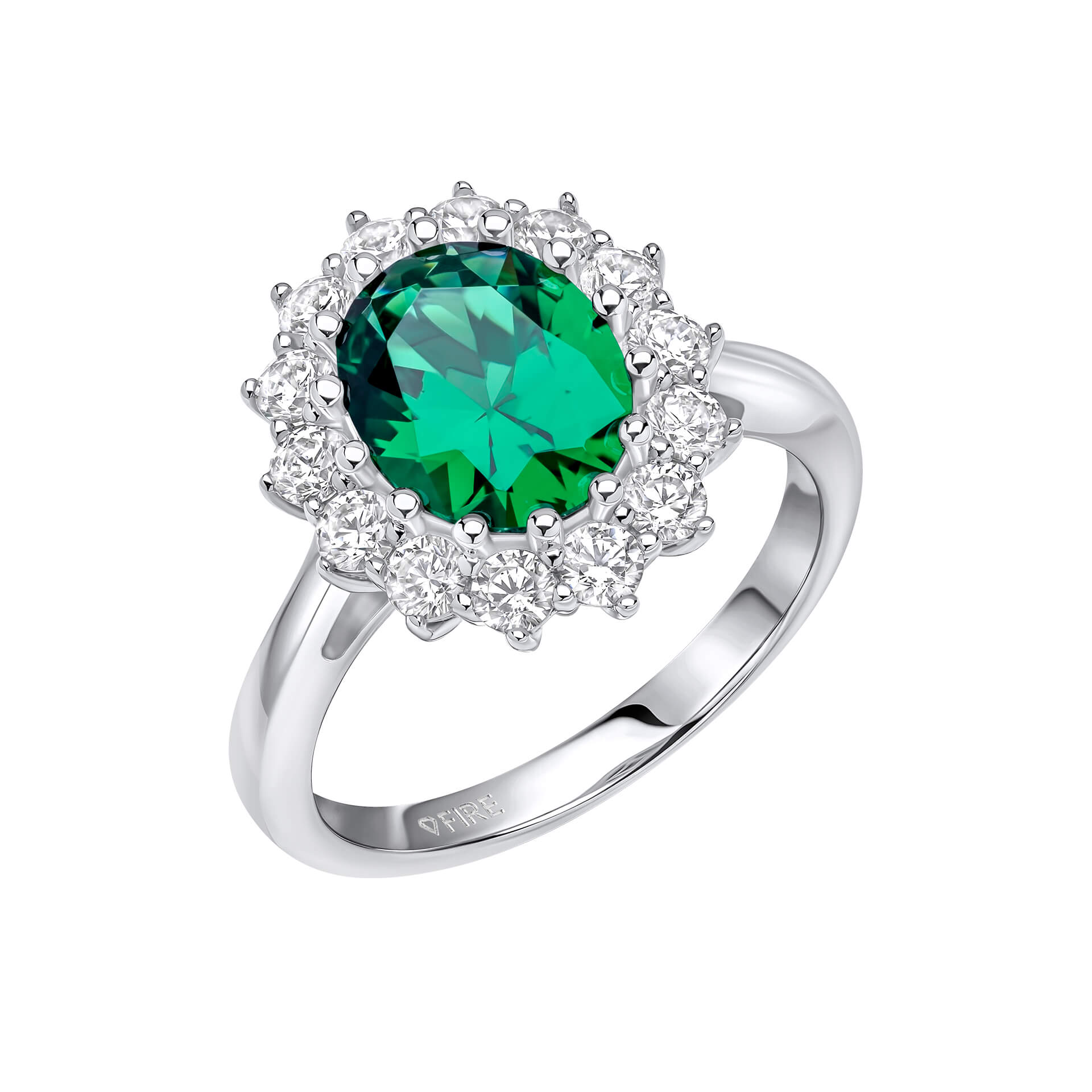 Gecko Jewellery Sterling Silver Oval Halo Ring with Diamonfire Zirconia