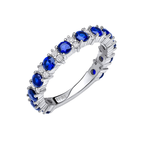 Gecko Jewellery Two Tone Zirconia 3/4 Eternity Ring in Sterling Silver