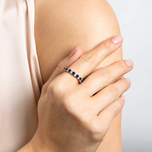 Gecko Jewellery Two Tone Zirconia 3/4 Eternity Ring in Sterling Silver
