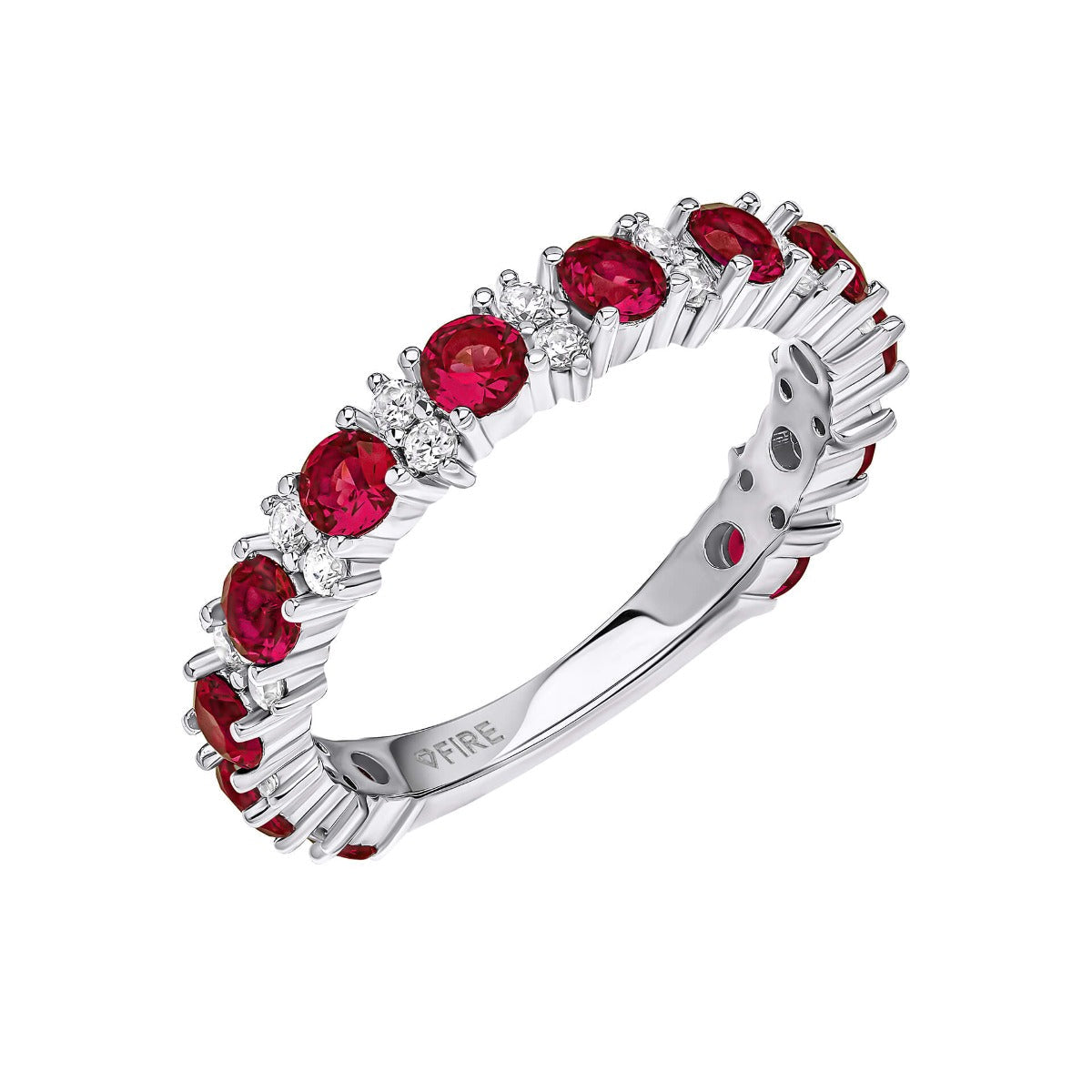 Gecko Jewellery Two Tone Zirconia 3/4 Eternity Ring in Sterling Silver