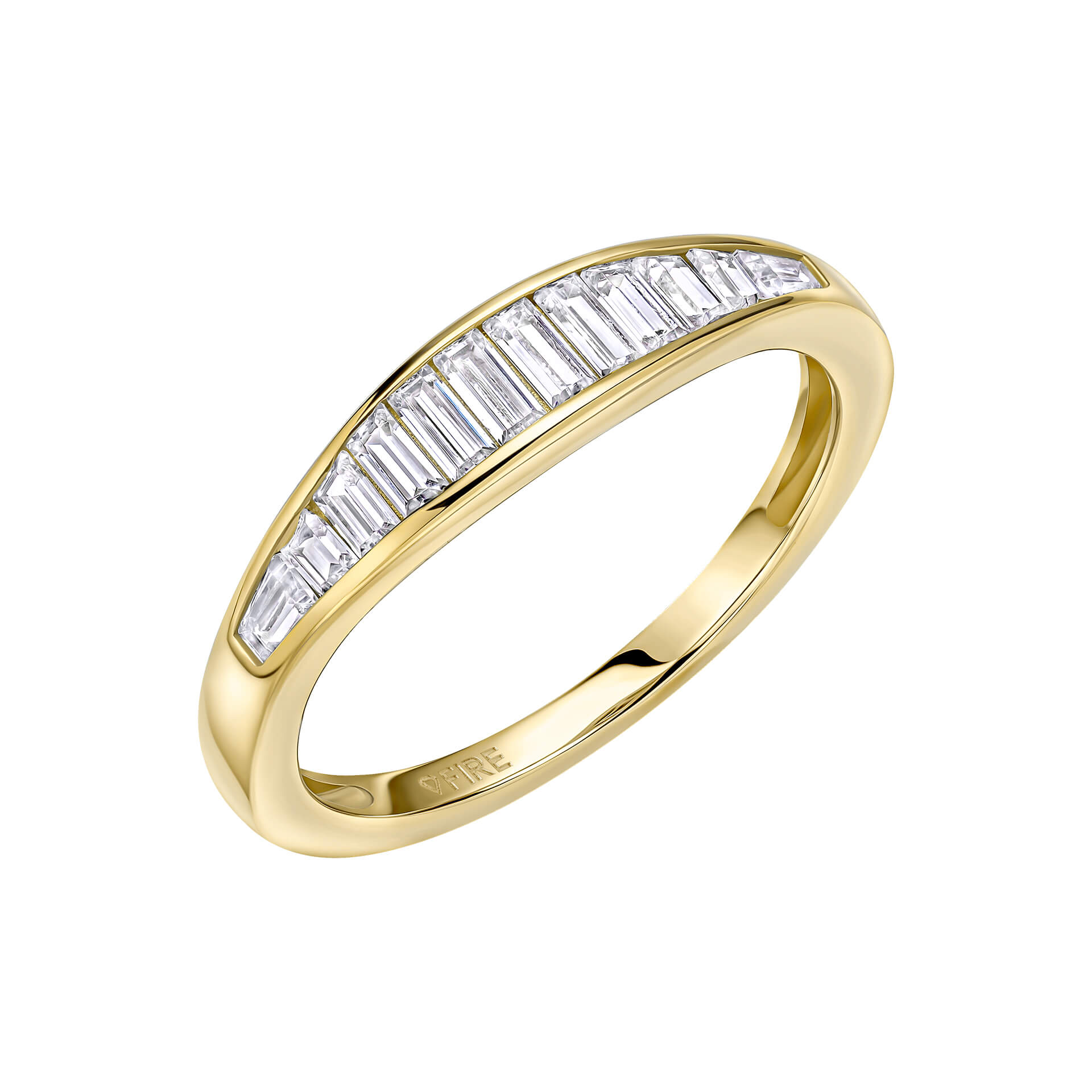 Gecko Jewellery Baguette Zirconia Channel Set Ring in Sterling Silver