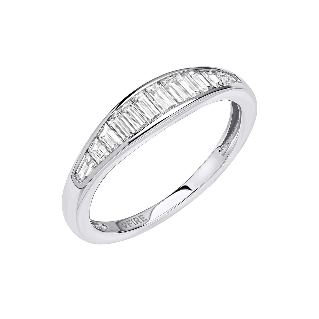 Gecko Jewellery Baguette Zirconia Channel Set Ring in Sterling Silver