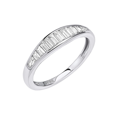 Gecko Jewellery Baguette Zirconia Channel Set Ring in Sterling Silver