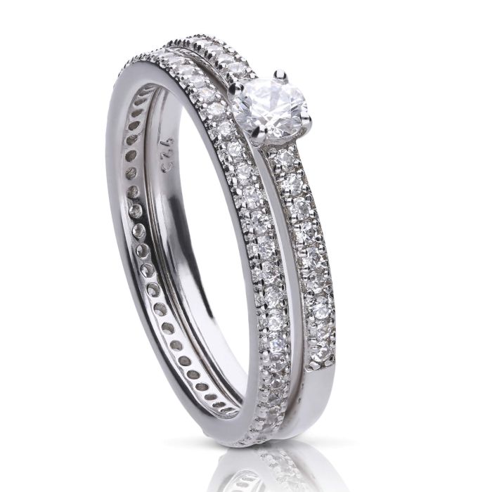 Diamonfire Bridal Ring Set | Sterling Silver Zirconia Engagement Band