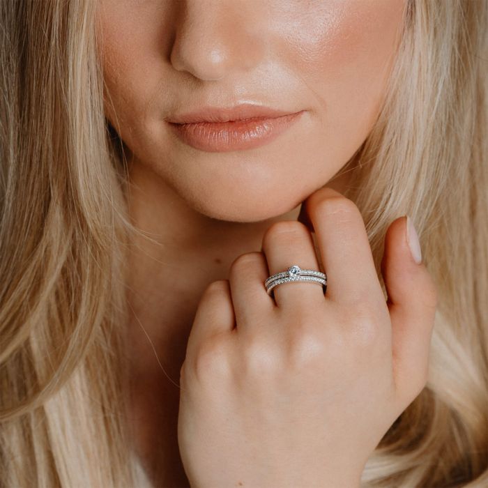 Diamonfire Bridal Ring Set | Sterling Silver Zirconia Engagement Band