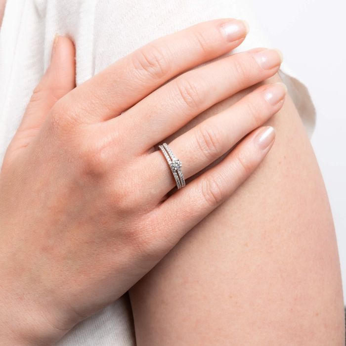 Diamonfire Bridal Ring Set | Sterling Silver Zirconia Engagement Band