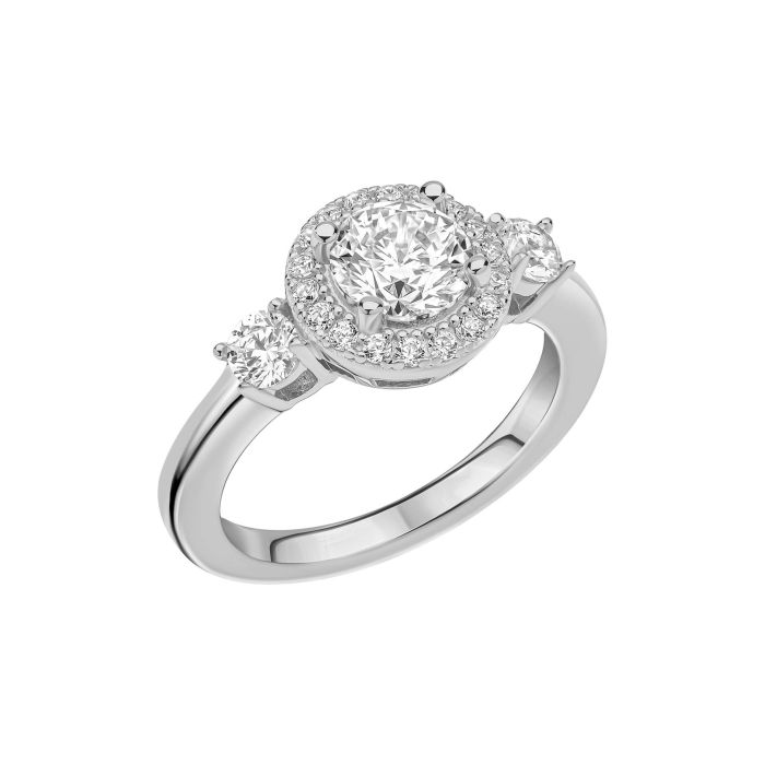 Diamonfire Halo Trilogy Ring – Sterling Silver Zirconia Statement Piece