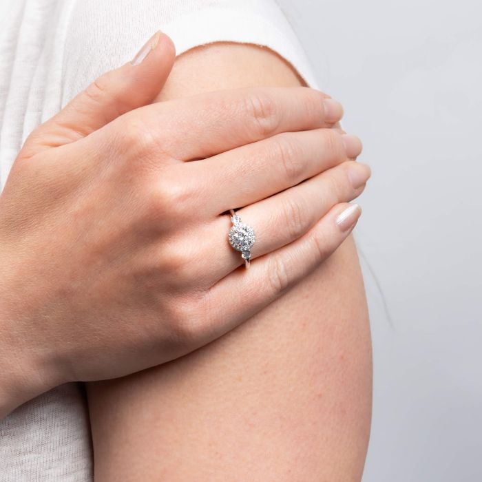 Diamonfire Halo Trilogy Ring – Sterling Silver Zirconia Statement Piece