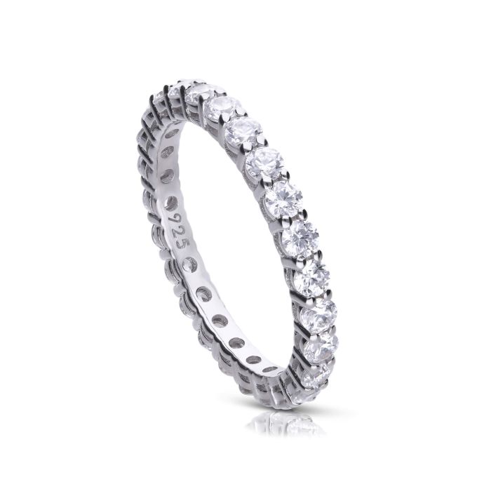 Diamonfire Zirconia Eternity Ring | Sterling Silver Band by Gecko