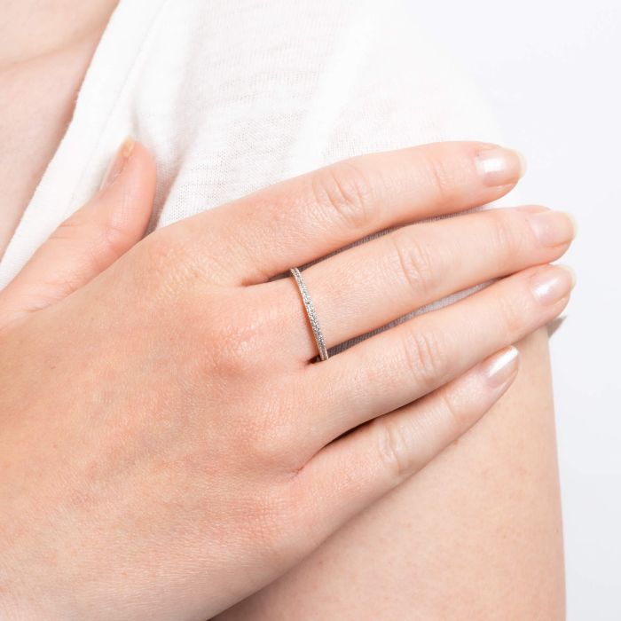 Diamonfire Micro Zirconia Eternity Ring | Sterling Silver Band