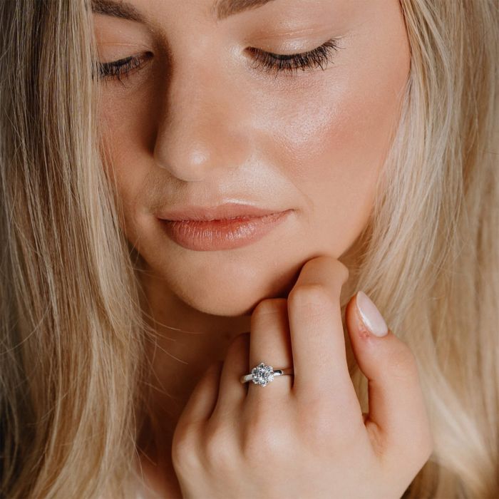Diamonfire Flower Cluster Ring – Sterling Silver Zirconia by Gecko