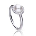 Diamonfire Shell Pearl and Zirconia Halo Ring in Sterling Silver