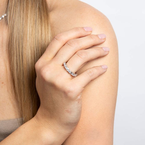 Diamonfire Baguette and Round Zirconia Ring in Sterling Silver