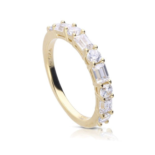 Diamonfire Baguette and Round Zirconia Ring in Sterling Silver