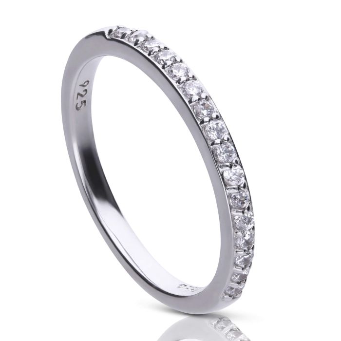 Diamonfire Half Eternity Ring | Sterling Silver Zirconia Band