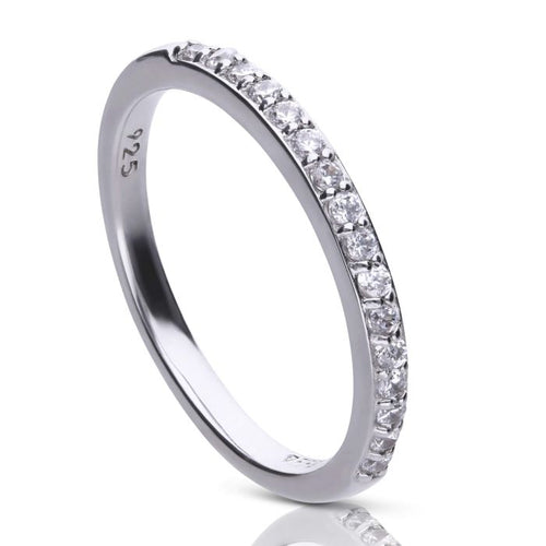 Diamonfire Half Eternity Ring | Sterling Silver Zirconia Band