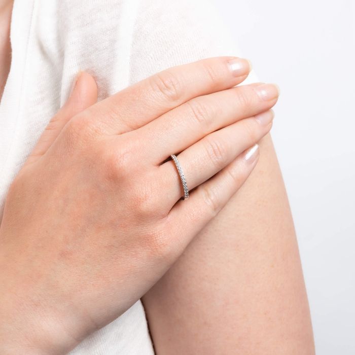 Diamonfire Half Eternity Ring | Sterling Silver Zirconia Band