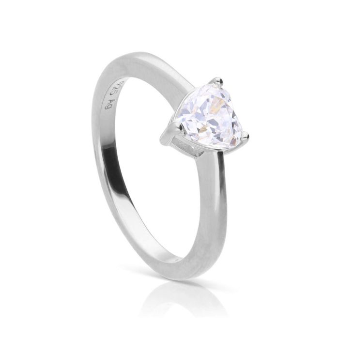 Diamonfire Heart Shaped Zirconia Solitaire Ring in Sterling Silver