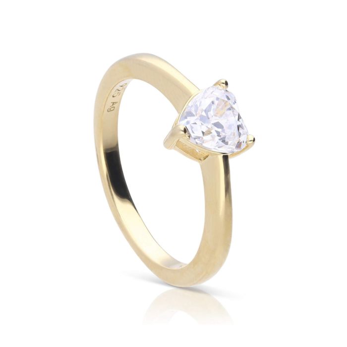 Diamonfire Heart Shaped Zirconia Solitaire Ring in Sterling Silver