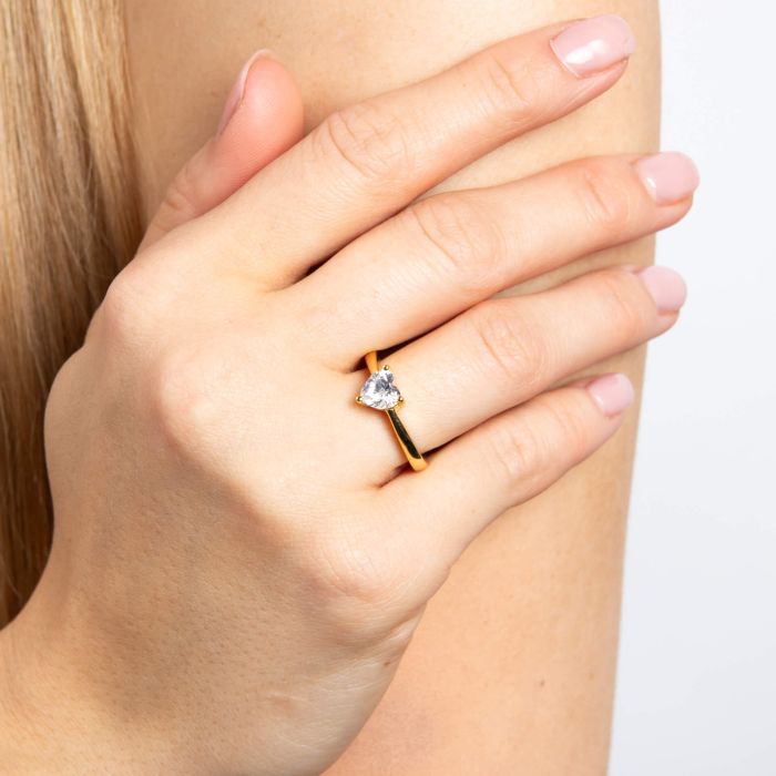 Diamonfire Heart Shaped Zirconia Solitaire Ring in Sterling Silver