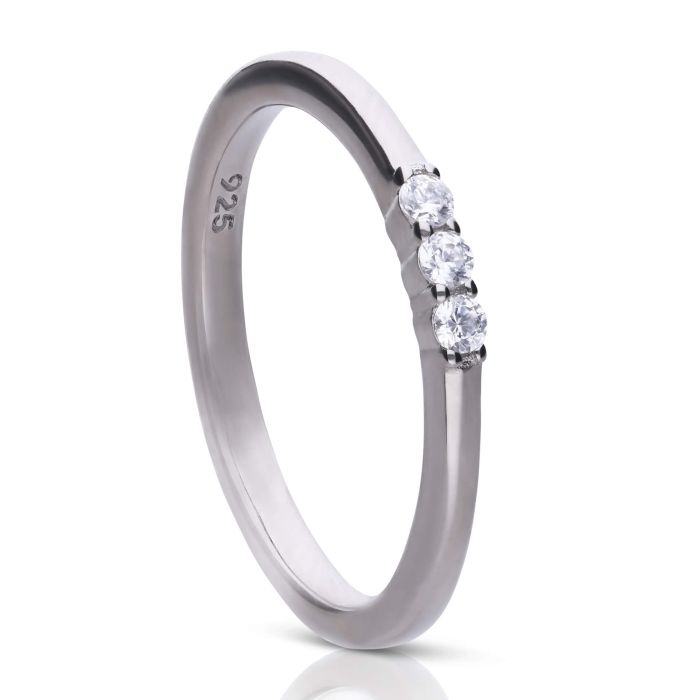 Diamonfire Trio Zirconia Ring | Sterling Silver Anniversary Band