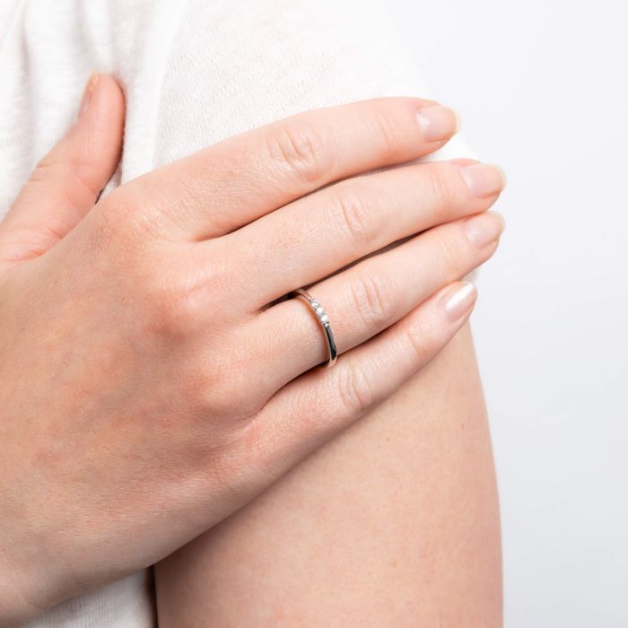 Diamonfire Trio Zirconia Ring | Sterling Silver Anniversary Band