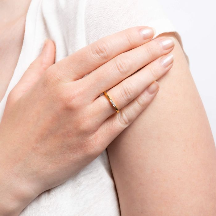 Diamonfire Trio Zirconia Ring | Sterling Silver Anniversary Band