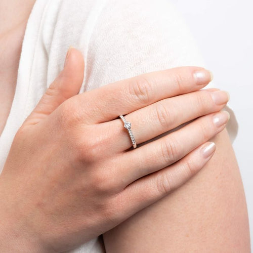 Diamonfire Six Claw Solitaire Pave Ring in Sterling Silver