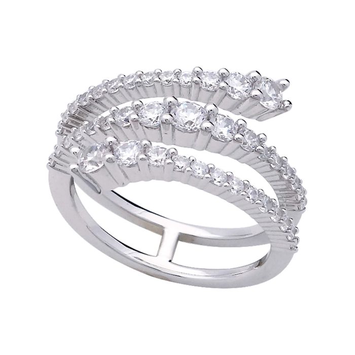 Diamonfire Wrap Around Ring | Sterling Silver & Zirconia by Gecko