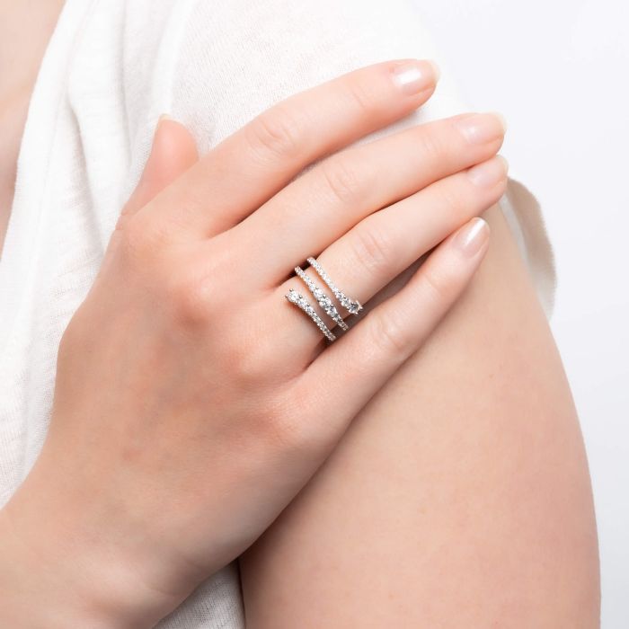 Diamonfire Wrap Around Ring | Sterling Silver & Zirconia by Gecko