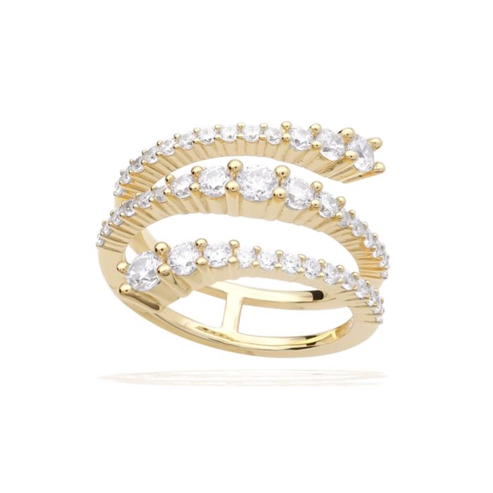 Diamonfire Wrap Around Ring | Sterling Silver & Zirconia by Gecko