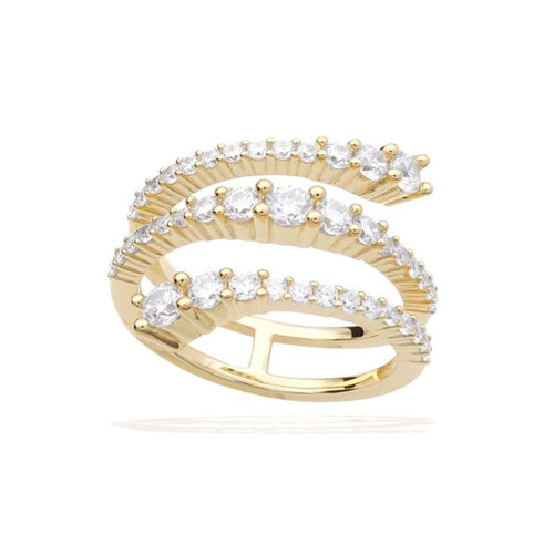 Diamonfire Wrap Around Ring | Sterling Silver & Zirconia by Gecko