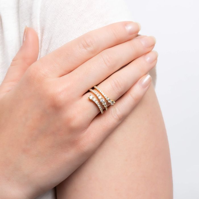 Diamonfire Wrap Around Ring | Sterling Silver & Zirconia by Gecko