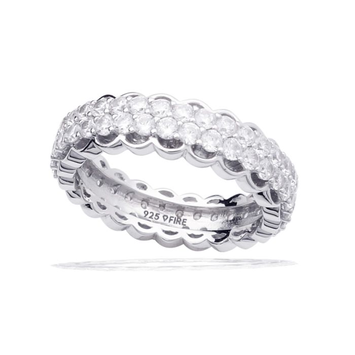 Diamonfire Double Row Eternity Ring | Sterling Silver Zirconia Band