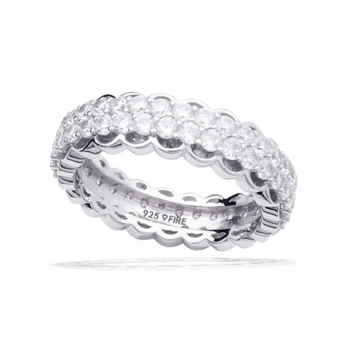 Diamonfire Double Row Eternity Ring | Sterling Silver Zirconia Band