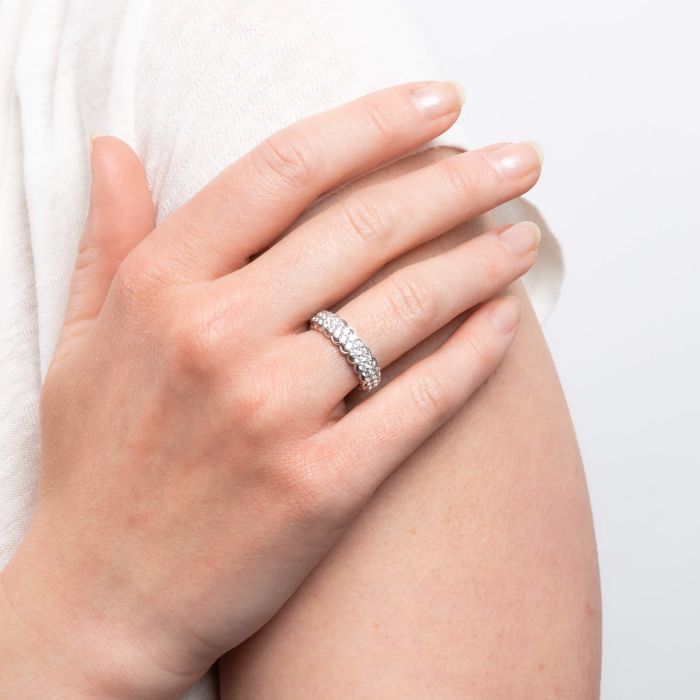 Diamonfire Double Row Eternity Ring | Sterling Silver Zirconia Band