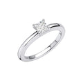 Diamonfire Four Claw Square Solitaire Ring in Sterling Silver
