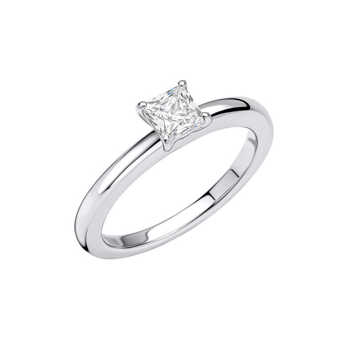 Diamonfire Four Claw Square Solitaire Ring in Sterling Silver