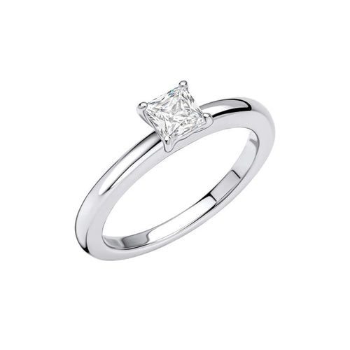 Diamonfire Four Claw Square Solitaire Ring in Sterling Silver