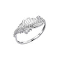 Gecko Jewellery Plume Feather Ring in Recycled Silver with Zirconia