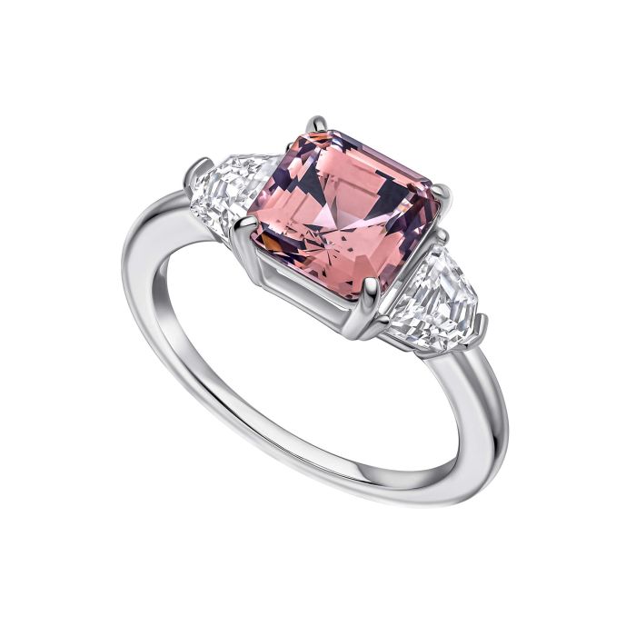 Gecko Jewellery Square Cut Trilogy Ring – Sterling Silver & Platinum