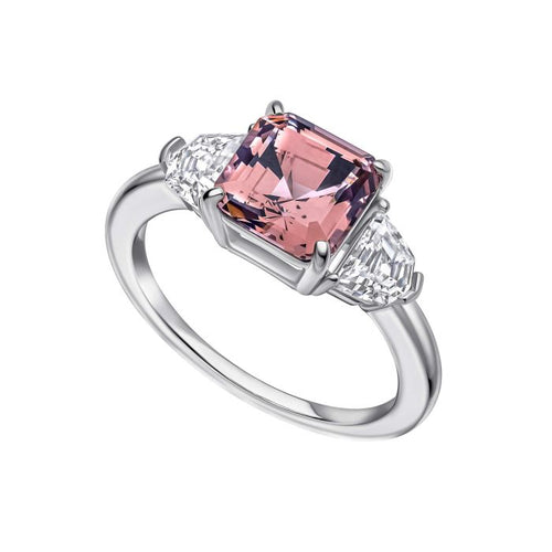 Gecko Jewellery Square Cut Trilogy Ring – Sterling Silver & Platinum