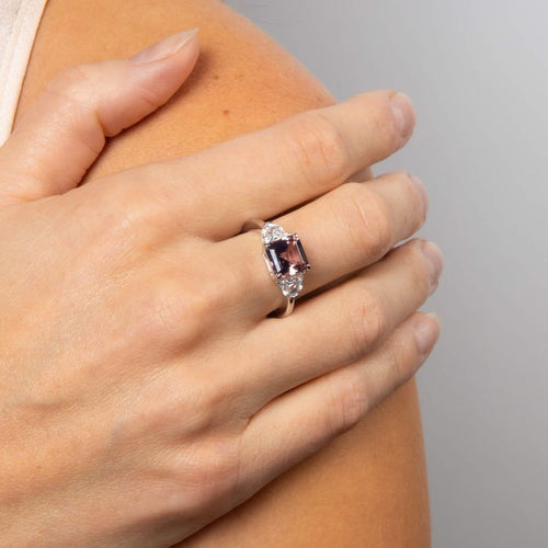 Gecko Jewellery Square Cut Trilogy Ring – Sterling Silver & Platinum
