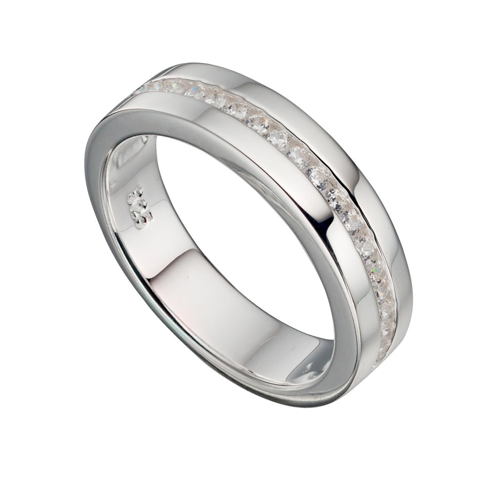 Gecko Jewellery Sterling Silver Cubic Zirconia Channel Set Band Ring