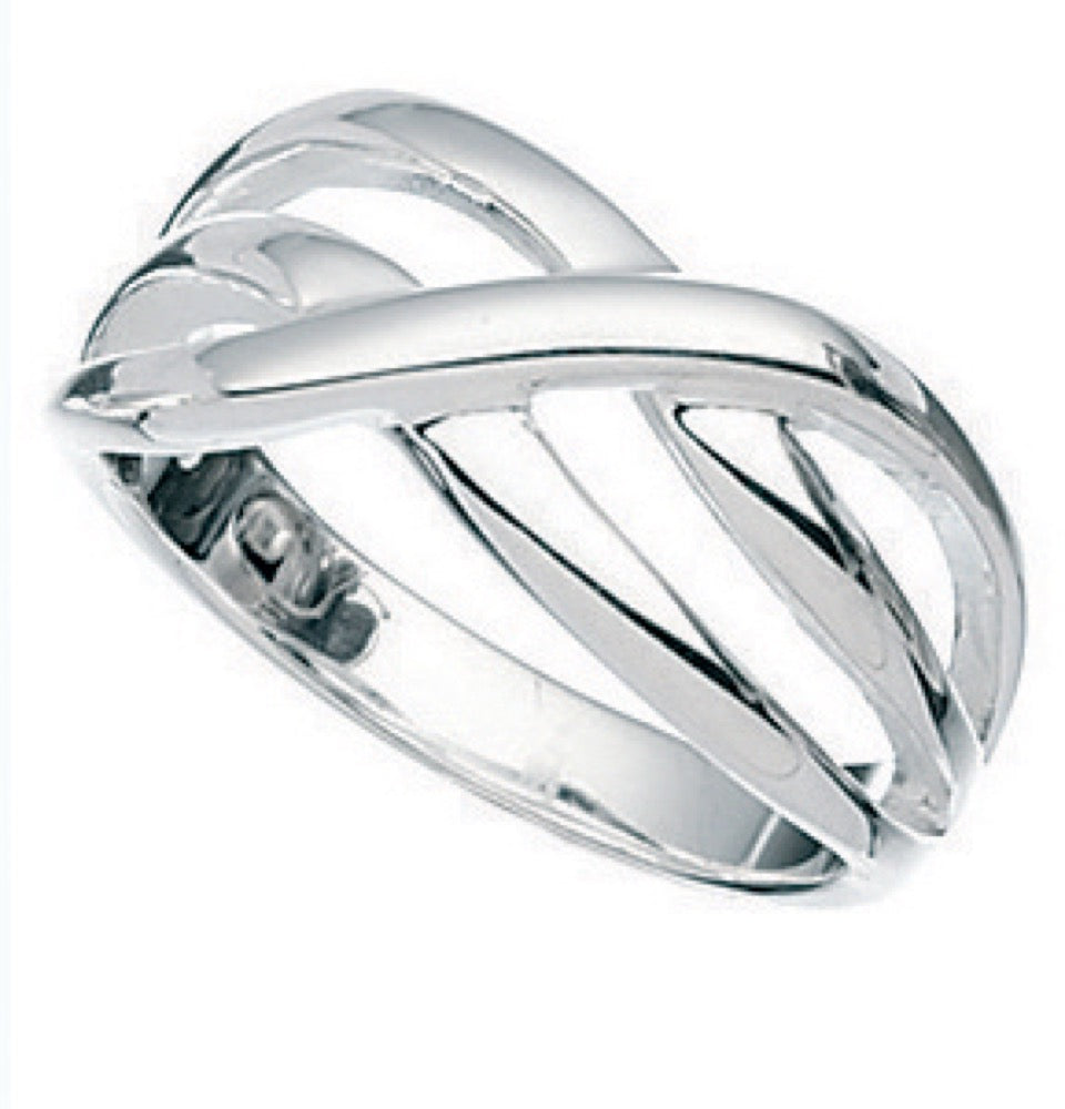 Sterling Silver Crossover Ring | Gecko Jewellery Retail Stacking Band