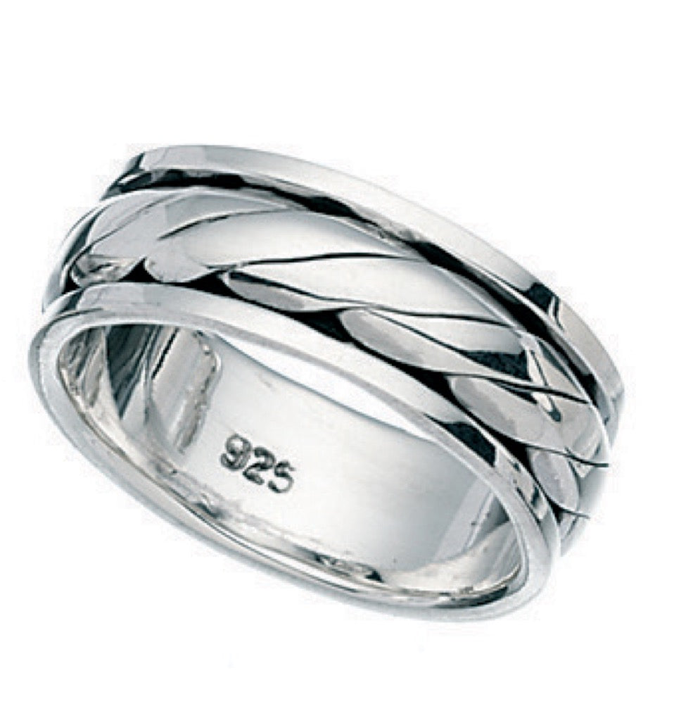 Twist Design Spinner Ring in Sterling Silver by Gecko Jewellery Retail