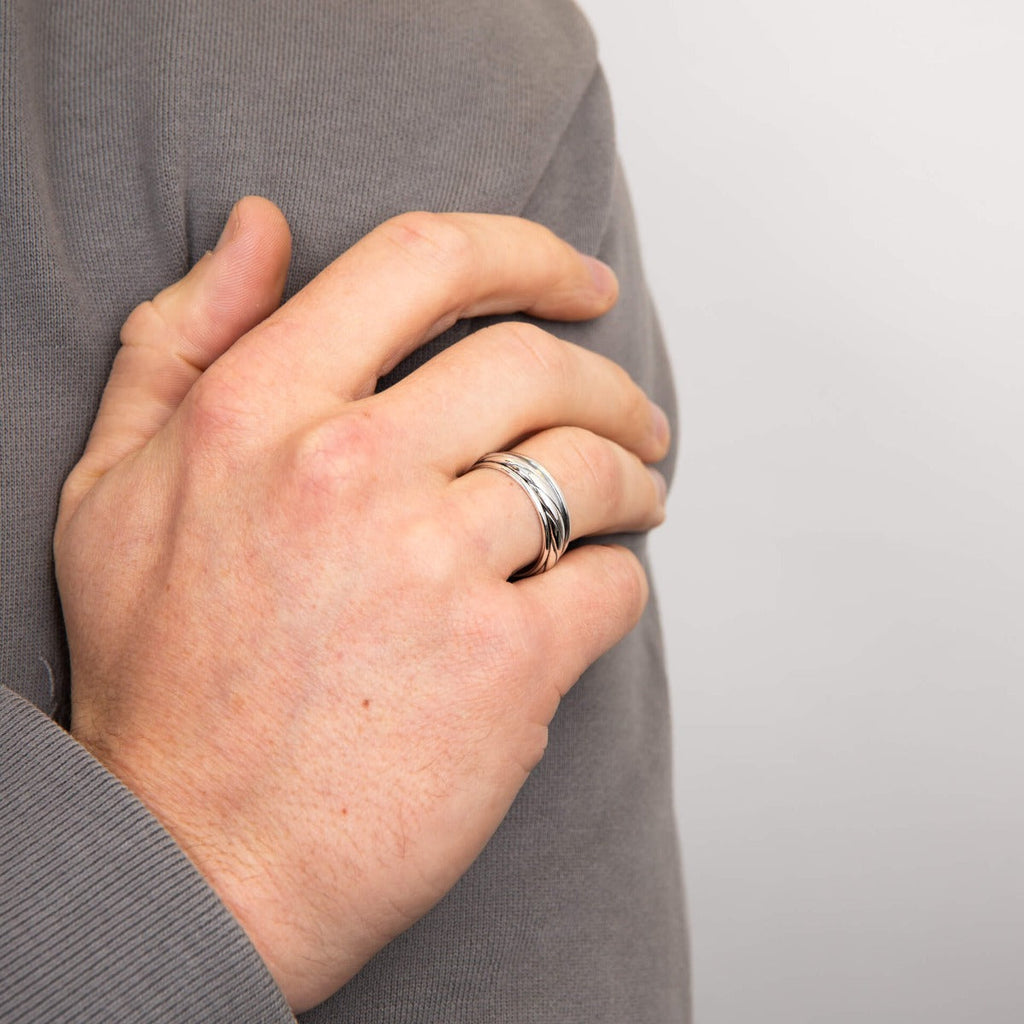 Twist Design Spinner Ring in Sterling Silver by Gecko Jewellery Retail