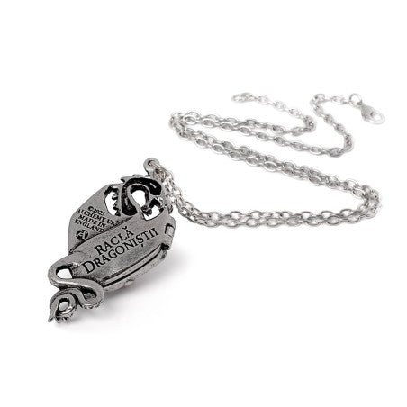 Alchemy Gothic Dragon Necklace – Winged Locket Pendant in English Pewter